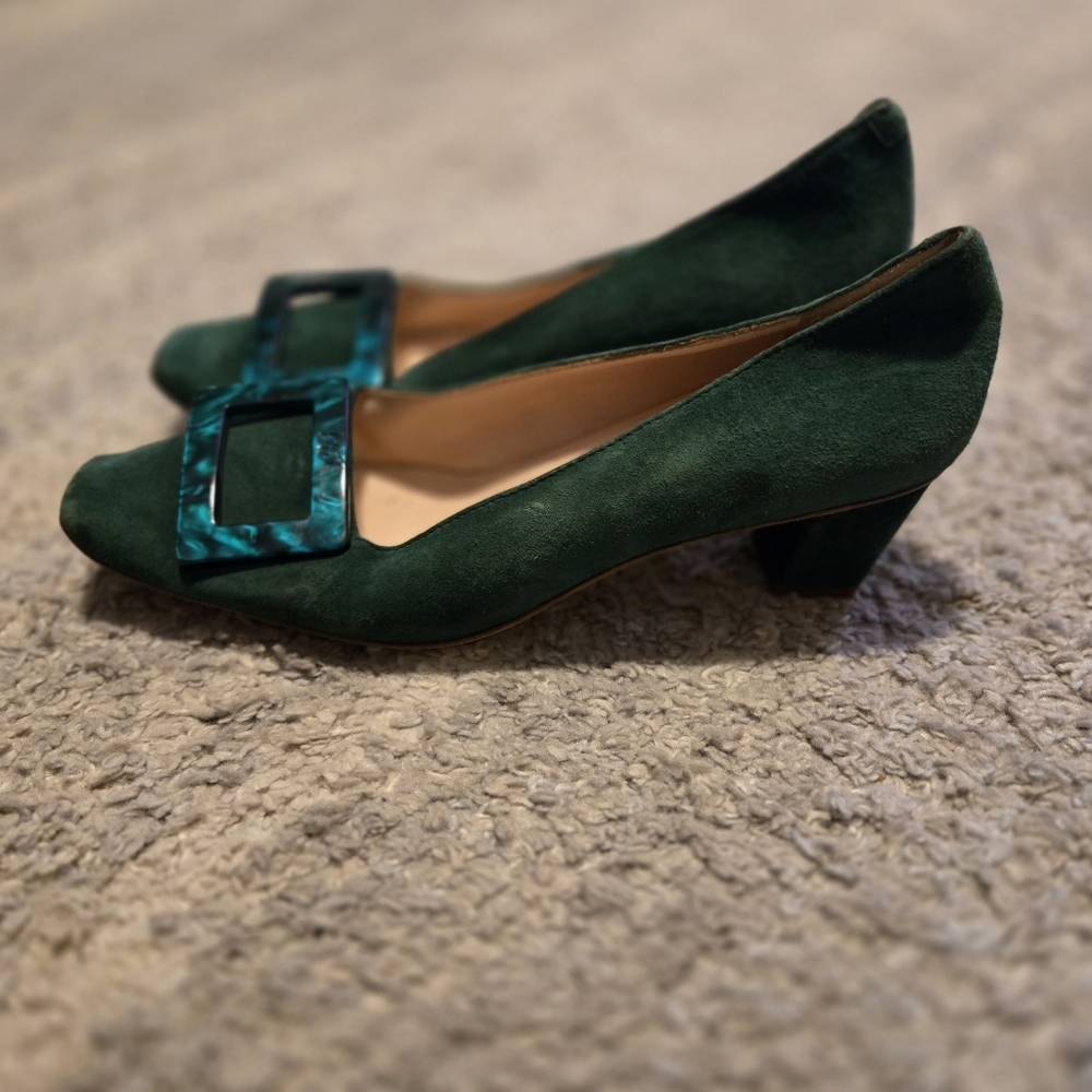Roger Vivier Belle Vivier Suede Pumps - Emerald Green Eu 37 - Picture 5 of 11